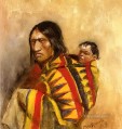 Piedra en mocasín mujer 1890 Charles Marion Russell Indios Americanos